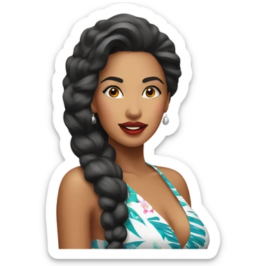 stunning beauty hawaiian woman glossy lips sticker