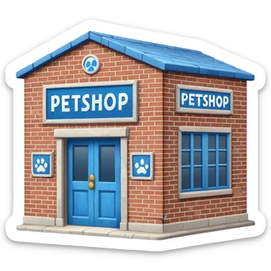 petshop building with a sign "petshop" sticker