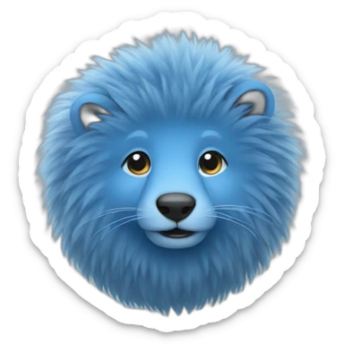 round blue animal with fur sticker