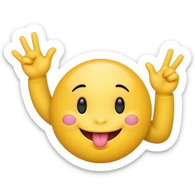 a emoticon with the tongue out, holding up both hands in a shape of an L sticker