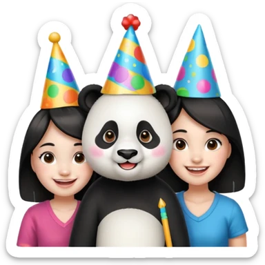 Panda parting with girls  sticker