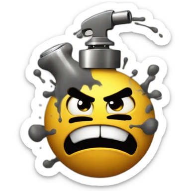 a emoji graffiti styled of a angry bomb with a graffiti spray painting on his hand sticker