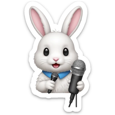 white bunnie singing to mic sticker