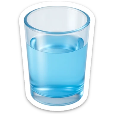 glass of water with reflections, skeuomorphism icon style sticker