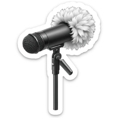 boom fluffy microphone with stick sticker