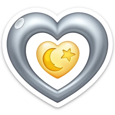 heart with moon inside it ￼ sticker