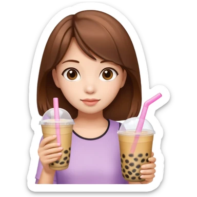 brown hair girl carrying bubble tea in summer sticker