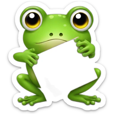 Cute frog holding a sign with like sticker