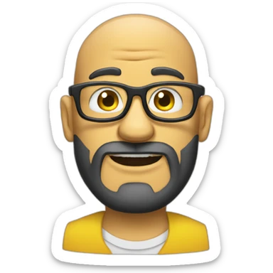 Tattooed bald man with beard and glasses like the Simpsons sticker