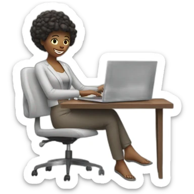 woman hitting a laptop sticker