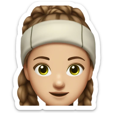 realistic portrait of girl, brown hair in a normal ponytail, sporty figure, sunkissed Skin, Green eyes sticker