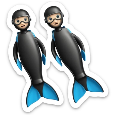 A 3D cartoon pair of diving flippers on a white background, shiny rubber texture, Memoji-style rendering. sticker