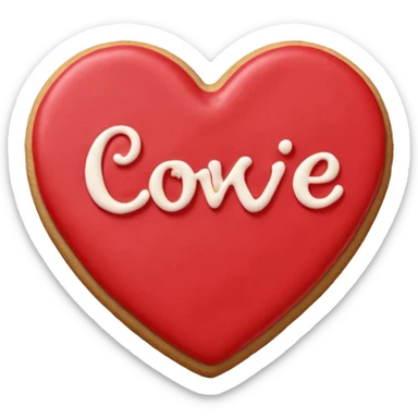 Heart-shaped cookie with smooth red icing, write 'Happy Valentine's day' on top of the red icing in white icing sticker