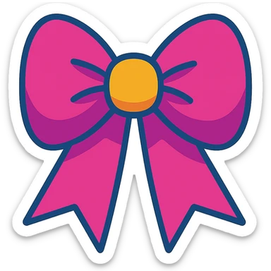 fluffy bow, vibrant colors, cartoon style sticker