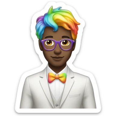 Posh-boy-with-suit-and-rainbow-unicorn-hat sticker