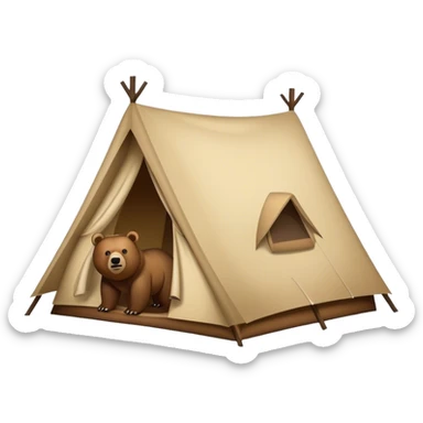 a tent with a grizzly bear above it sticker