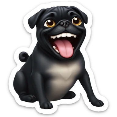 Black Pug laughing like this emoji 😹 sticker