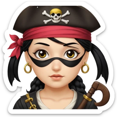 pirate girl with black hair band  sticker