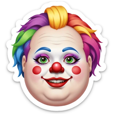Woke overweight liberal angry with rainbow hair and clown makeup sticker