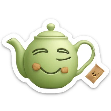 teapot tea mug and tea bag sticker