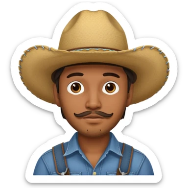 Mexican man wearing cow boy hat with chin strap  sticker