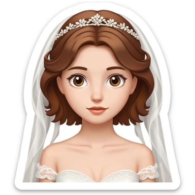 Brown haired girl in wedding dress sticker