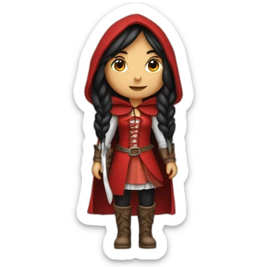 red-ridding-hood-girl-with-long-black-strait-hair-with-white-break sticker