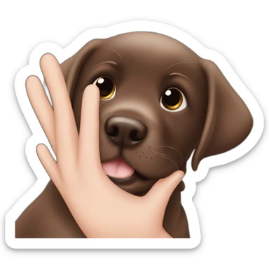 Chocolate labrador puppy give me five sticker