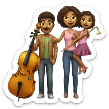 Family of a man with trombone & a woman with cello and they have a baby girl 1yo sticker