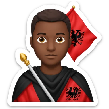 Black man holding albania flag sticker
