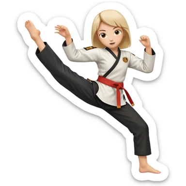 Silhouette of a kicking girl (martial arts) sticker