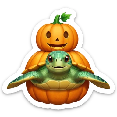 sea turtle with a pumpkin on its head sticker