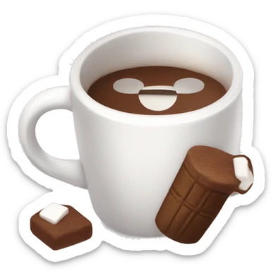 Hot cocoa with marshmallows in a white mug sticker
