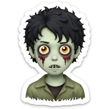 boy zombie with curly black hair emo sticker
