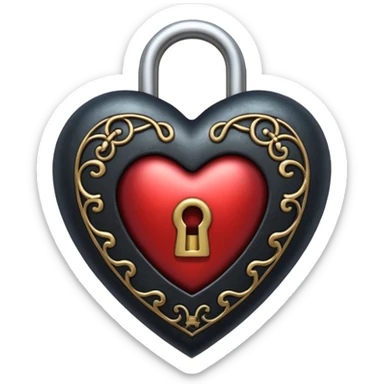realistic gothic heart with a lock sticker