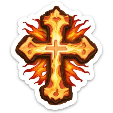 Cross with fire sticker