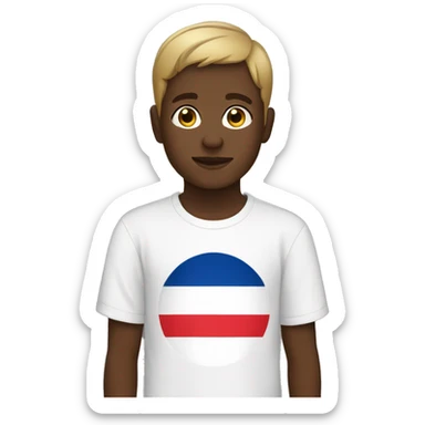 boy with short hair and dark skin and France t-shirt sticker