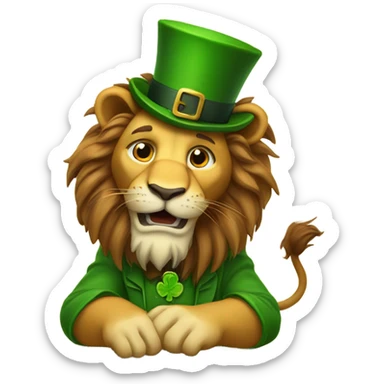 Lion pawing a leprechaun  sticker