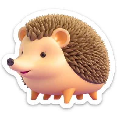 small cute hedgehog with round body, brown spines, pointed nose and tiny legs sticker