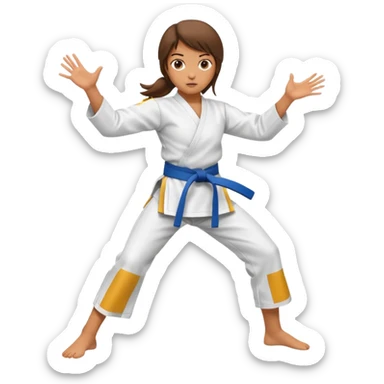 hand drawn girl karate kick sticker