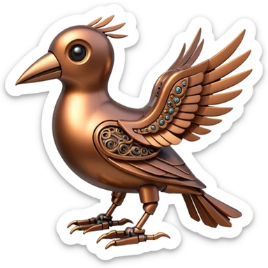 bronze robotic bird sticker