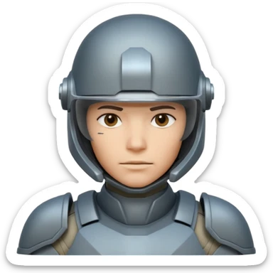 futuristic armored soldier portrait, head and shoulders only, helmet visor, sci-fi armor details, 3D cartoon, mobile game icon style, clean background, no text, no watermark

 sticker