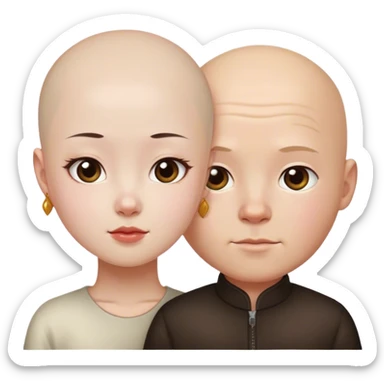 Chinese girl bald white boy sticker