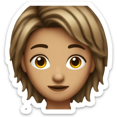 A baddie with short wispy brown hair sticker