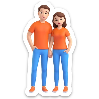 couple posing, close up pose, living room background sticker