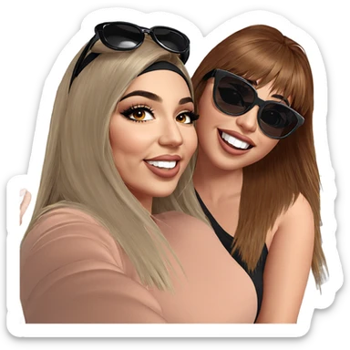 happy girls with sunglasses sticker