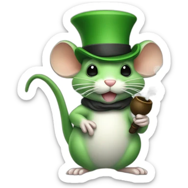 Attractor green mice with hat, smoking pipe sticker