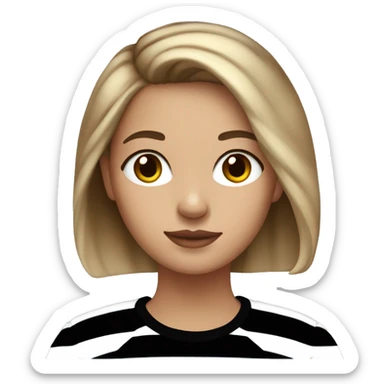 Girl with brown to blonde ombre hair and brown eyes wearing a black and white stripped sweater sticker