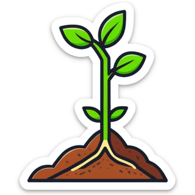 A small green plant sprouting from soil, growing upwards, with a blue progress bar above it indicating gradual improvement sticker