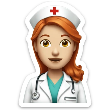 red headed girl nurse sticker
